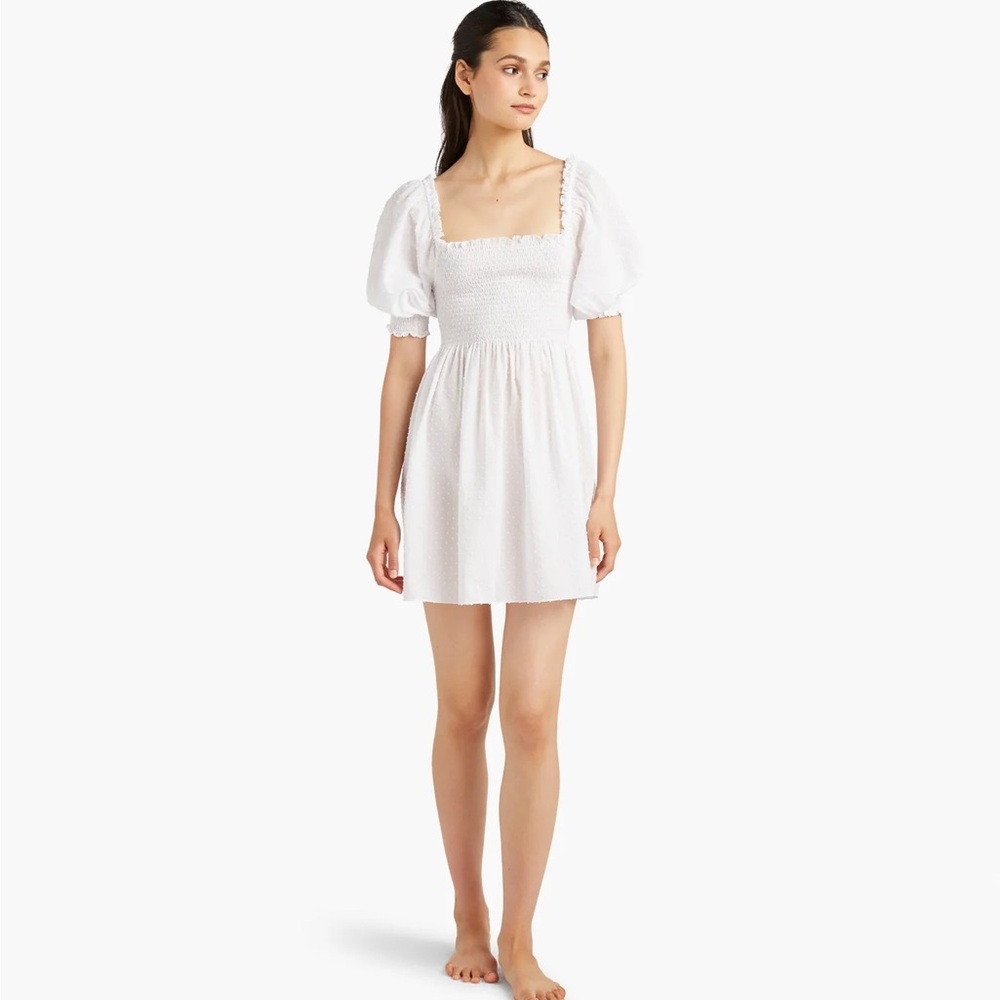 Hill House Home Athena Nap Dress NWT Swiss dot white babydoll